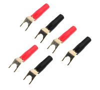 OFFIGAM 6pcs Gold-Plated Y Fork Banana Plug Audio Adapter for Speaker Signal Transmission U-Shaped Speaker Cable Connector DIY Audio Plug Terminal