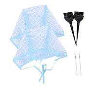 OFFIGAM 6PCS Hair Coloring Cap Set with Tinting Brush Steel Crochet Hook Disposable Highlighting Caps for Salon Home Use for Professionals Beginners Hair Dyeing