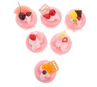 OFFIGAM 6pcs Realistic Simulation Cake Fake Food Props Decorated Artificial Cupcake Model Magnetic for Bakery Shop Display Photography Crafts