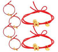 OFFIGAM 6pcs Red Hair Elastics with Horse Pendant for Women, Zinc Alloy and Rubber Material, Versatile Usage and Secure Hold, for Daily Wear and Chinese New Year Present