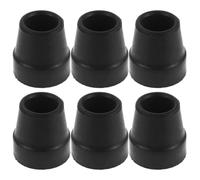 OFFIGAM 6pcs Rubber Walking Cane Tips for Quad Canes and Fourlegged Walking Aids, Black Non-slip Rubber Feet with Enhanced Traction and Joint Protection, for Elderly Mobility Support