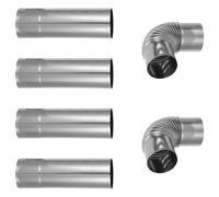 OFFIGAM 6pcs Stainless Steel Stove Pipe Sections with Elbow and Straight Tube 2.36" Diameter, Portable Camping Wood Stove Chimney Adapter for Sauna Tent and Indoor Use
