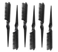 OFFIGAM 6pcs Teasing Hair Brush Professional Pin Tail Combs for Hair Styling Volume Addition Perming for Home Salon Use Black