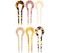 OFFIGAM 6pcs Tortoise Shell Acetate Hair Sticks u Shape Hair Forks for Women Pins Mixed Colors