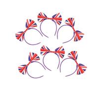 OFFIGAM 6pcs Union Jack Bow Hairbands Satin British Flag Headbands Comfortable Uk Football Fans Festival Party Hair Accessories