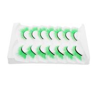 OFFIGAM 7 Pairs Green False Eyelashes for St Patrick Day Extra Long Faux Lashes for Cosplay Halloween Costume Parties Festivals Easy Application Stage Makeup Essential