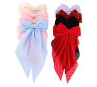 OFFIGAM 8 Pcs Cute Hair Bows for Oversized Chiffon Clips in Orange Blue Blush Pink Purple Pink Black Fashion Accessories for Women and Teens