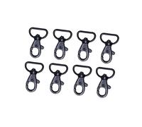 OFFIGAM 8pcs Black Swivel D Ring Keychain Hooks Heavy Duty Lobster Claw Clasp Clips for Lanyard Durable Key Chain Connectors with Shiny Finish and Smooth Operation