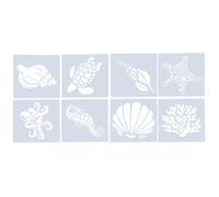 OFFIGAM 8pcs Sea Animal Pattern Painting Stencils Set, Lightweight Pet Material with Hollow Template Design, Drawing Tools for School Projects and Crafts