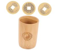 OFFIGAM Bamboo Divination Game Bucket with Copper Coins for Buddhist Fortune Telling Bamboo Material Traditional Chinese Style Prop for Rituals and Feng Shui Games
