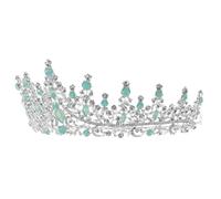 OFFIGAM Baroque Bridal Crown Headband with Sparkling Rhinestones and Dazzling Effect, Metal Wedding Hair Accessory for Bride, Elegant Green Crown Headpiece for Wedding and Event