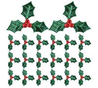 OFFIGAM Berry Comfortable Leaf Artificial Creative Christmas Green 100pcs Picks for Holiday Decorations, Featuring Cloth Material and Easy to Install Headdress DIY Crafting Event