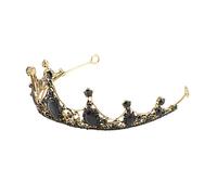 OFFIGAM Black Baroque Crystal Crown Tiara for Wedding Rhinestone Headdress for Brides Women Lightweight Non Fading Alloy Headwear Photo Prop for Special Occasions