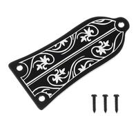OFFIGAM Black Flower Patterned Easy to Install Metal Truss Rod Cover Plate with Screws Bell-shaped Design for Electric Guitar Compatible with Epiphone and J 200 Models