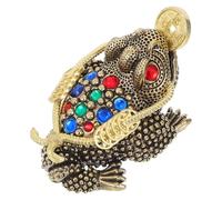 OFFIGAM Brass Hollow Three-Legged Money Toad Sculpture Small 7.2X4.4X3.3Cm Copper Desktop Toad Decor Feng Shui Ornament for Living Room Study Office