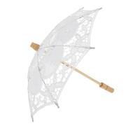 OFFIGAM Bridal Wedding Umbrella White Lace Parasol with Soft Cotton Material and Elegant Western Royal Style, Essential Photography Prop for Brides on Occasions