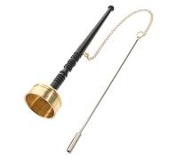 OFFIGAM Buddhism Musical Instrument Hand Bell with Loud and Heavy Sound, Made of Copper and Silver with Wood Handle, for Meditation and Spiritual Practice