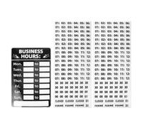 OFFIGAM Business Hours Sign for Glass Door, Pvc Writable Store Operation Hours Display, 3pcs Open and Closed Signs Kit for Office and Retail Shop Window