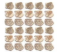 OFFIGAM Cake Wood Slice Wooden Embellishments for Beige Cupcake and Ice Cream Shaped DIY Wooden Craft Pieces Can Be Painted and Decorated for Party Plaques Arts and Crafts Supplies