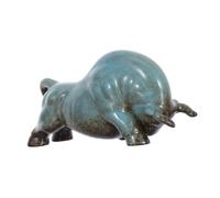 OFFIGAM Ceramic Bull Figurine Feng Shui Ox Statue for Tea Ceremony Desk Decoration Zodiac Ox Sculpture with Cultural Charm and Inspirational Design Artistic Ornament for Office and Home