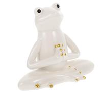 OFFIGAM Ceramic Frog-shaped Tea Pet Ornament for Tea Decor Craft Ceramic Animal Figurine Creative Yoga Gift for Lovers and Home Decoration