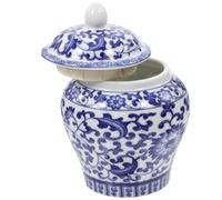 OFFIGAM Ceramic Tea Jar Design Vintage Chinese Style 330ml Airtight Storage Canister with Smooth for Convenient Tea Storage at Home Kitchen
