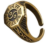 OFFIGAM Chinese Retro Taoism Open Ring Adjustable Brass Ring Appealing Shape for Daily Wear 0.98x0.90x0.51in