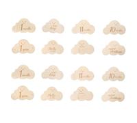 OFFIGAM Cloud Shaped Announcement Discs Double-Sided Monthly Cards for Newborn Photography Wooden Markers for Capturing Precious Moments