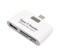 OFFIGAM Compact Type-c Card Reader with Lower Energy Consumption, White Plastic USB C Hub Compatible with Laptop Type-c Port for Travel and Work
