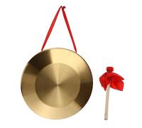 OFFIGAM Copper 32cm Hand Gong with Hammer, Red Chinese Cymbal Percussion Instrument for Company Opening and Traditional Music Events