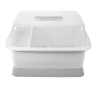 OFFIGAM Dish Dryer Holder with Cover and Drain Tray, Stable Pp Material Cutlery Utensil Rack for Kitchen Counter, Suitable for Forks and Chopsticks Storage under The Sink Or on Shelves