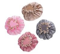 OFFIGAM Double-layer Waterproof Shower Caps 4pcs Set Multi-color Hair Styling Bath Caps for Women Suitable for Bathing and Shower Use
