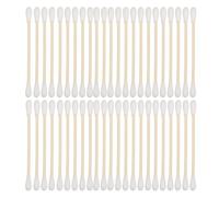 OFFIGAM Dual-ended Cotton Swabs with Pointed Tips 100 Pcs with Wooden Sticks for Makeup Removal and Ear Cleaning, Portable Multifunctional Swabs Suitable for On-the-go Use and Care