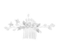 OFFIGAM Elegant Polymer Clay Hair Comb Lightweight Comfort White Handmade Artistic Design Romantic Wedding Headpiece for Bride and Bridesmaid Everyday Elegance