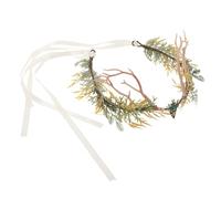 OFFIGAM Elven Circlet Deer Horns Circlet for Women Green Metal Plastic Cloth Antler Branch Fullring Headband for Roleplay Costumes Renaissance Cosplay Prop