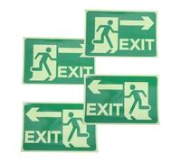 OFFIGAM Emergency Exit Sign Stickers Polyethylene Film Reflective Self-adhesive 4pcs Glow-in-the-dark Safety Signs for Indoor and Outdoor Fire Safety Use