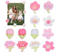 OFFIGAM Flower Fridge Magnets 12 Pcs Assorted Peach Blossom Refrigerator Magnets for Kitchen Office Dormitory Locker Notes Photos