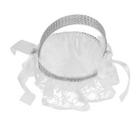 OFFIGAM Flower Material Basket Mini Elegant Lace Decoration, Girl Decor with White Polyester Practical and Many Charming and Delicate Design for Wedding Occasions