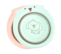 OFFIGAM Foldable Kids Wash Basin Toddler Washtub Portable Baby Washing Basin Newborn Folding Washbasin Set for Travel Home Green and Pink Puppy Design