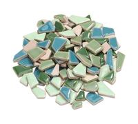 OFFIGAM Glazed Small Mosaic Tiles Ceramic Pieces for DIY Crafts and Artistic Decoration Irregular Green Mixed Tiles with Smooth Polished Surface for Home and Garden Mosaic Projects