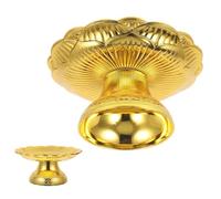 OFFIGAM Golden Lotus Offering Plate Raised Edges Versatile Food Plate Made of Sturdy Ps Material Easy to Store Elegant Temple Fruit Holder for Home and Worship Use