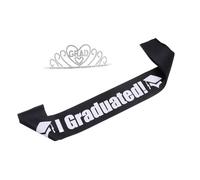OFFIGAM Graduation Party Tiara Glittered Metal Crown Black Satin Graduate Sash 2021 Senior Sashes Graduation Headband Party Favors Ceremony Photo Props for Bachelor Doctor Adult
