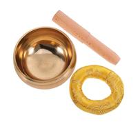 OFFIGAM Handmade Tibetan Singing Bowl Set with Wood Rod and Cushion, Therapeutic and Calming Effects for Yoga Meditation and Spiritual, Simple Style Sound Bowl for Home Color