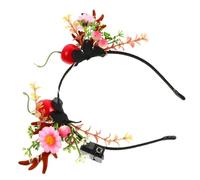 OFFIGAM Headband Christmas for Christmas Party with Colorful Light Decorative Antler Berries Headdress Lightweight Plastic and Resin Hair Accessory and Taking Pictures with Friends
