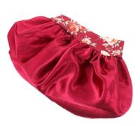 OFFIGAM Large Satin Flower Printed Sleeping Hair Protector Bonnet for Women with Elastic Band Soft Hair Wrap Prevents Knotting and Frizz Overnight Bright Color