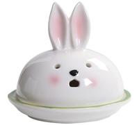 OFFIGAM Lovely White Ceramic Incense Burner with Creative Rabbit Design, Portable Household Aroma Stove for Tabletop Ornament, Relaxing Mind and Body Desktop Decor