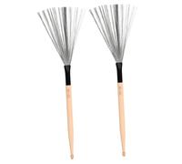 OFFIGAM Maple Wood Double-head Drum Brushes for Jazz Drum Set, Steel Wire Practical Percussion Brush Pair, Natural Wood Color Drumsticks Accessory for Acoustic and Electronic Drummers