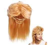 OFFIGAM Men’s Blonde Mullet Wig, High-temperature Synthetic Fiber, Long Cosplay and Halloween Costume Accessory for Party and Masquerade