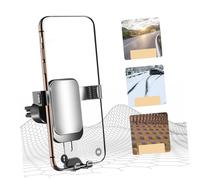 OFFIGAM Metal Gravity Car Phone Mount Holder for Dashboard and Air Vent Smartphone Navigation Rack with Anti-fall Ellipse- Easy Install Silver Aluminum Bracket