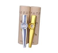 OFFIGAM Metal Kazoo Set 2pcs with Gold and Silver Kazoos, Sturdy Performance Musical Instruments for Boys and Girls and Adults, Ukulele and Guitar Partner with 2 Paper Tubes for Music Practice